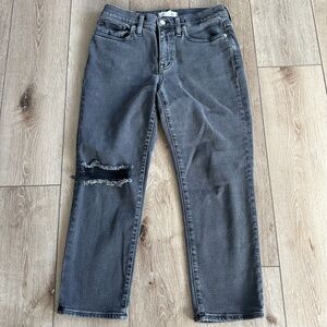 Madewell The Girl Straight Leg Gray Jeans 26P Distressed